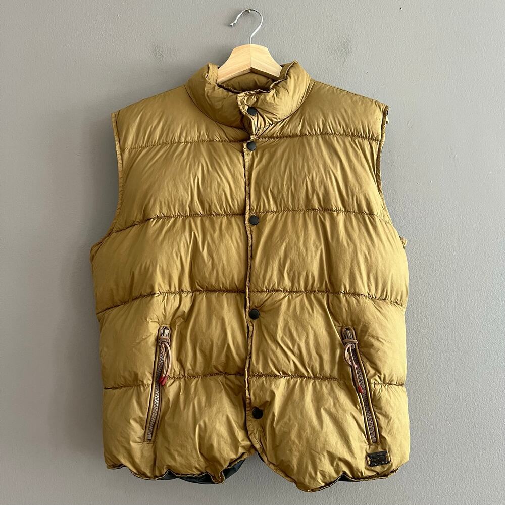 Diesel Men’s Puffer Vest Medium Snap Button Buckle Back Quilted Utility